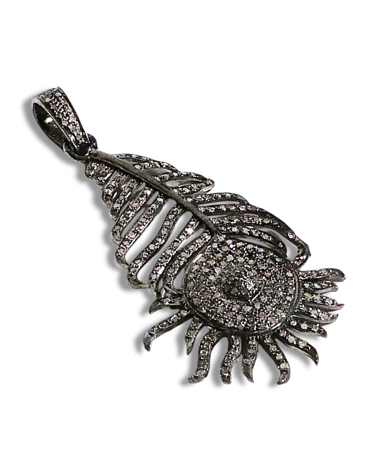 Pavé Black Diamond Feather Pendant