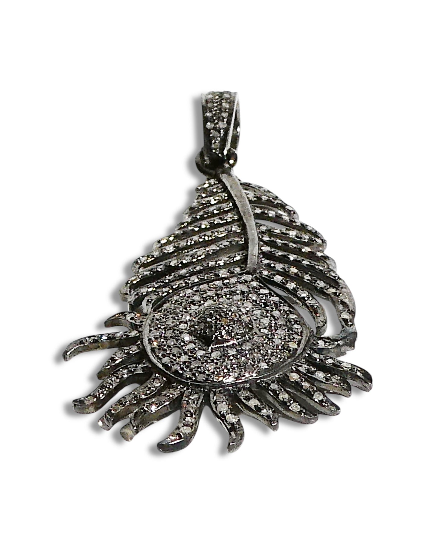 Pavé Black Diamond Feather Pendant