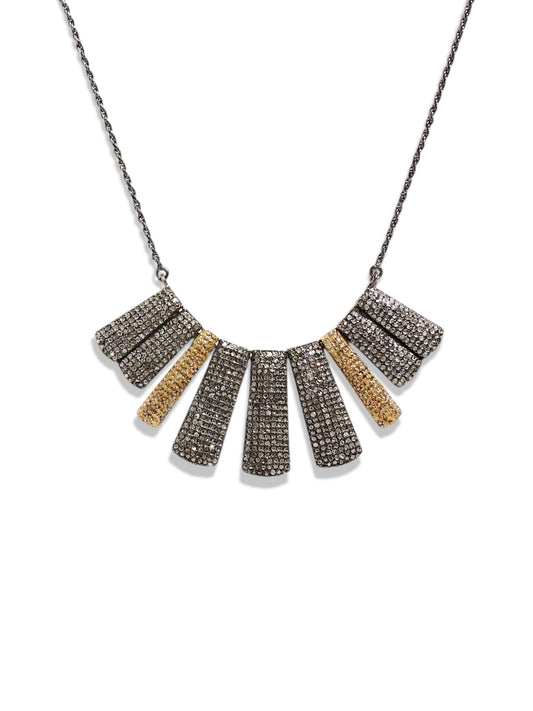 Two Tone Hanging Pave Diamond Bars Necklace