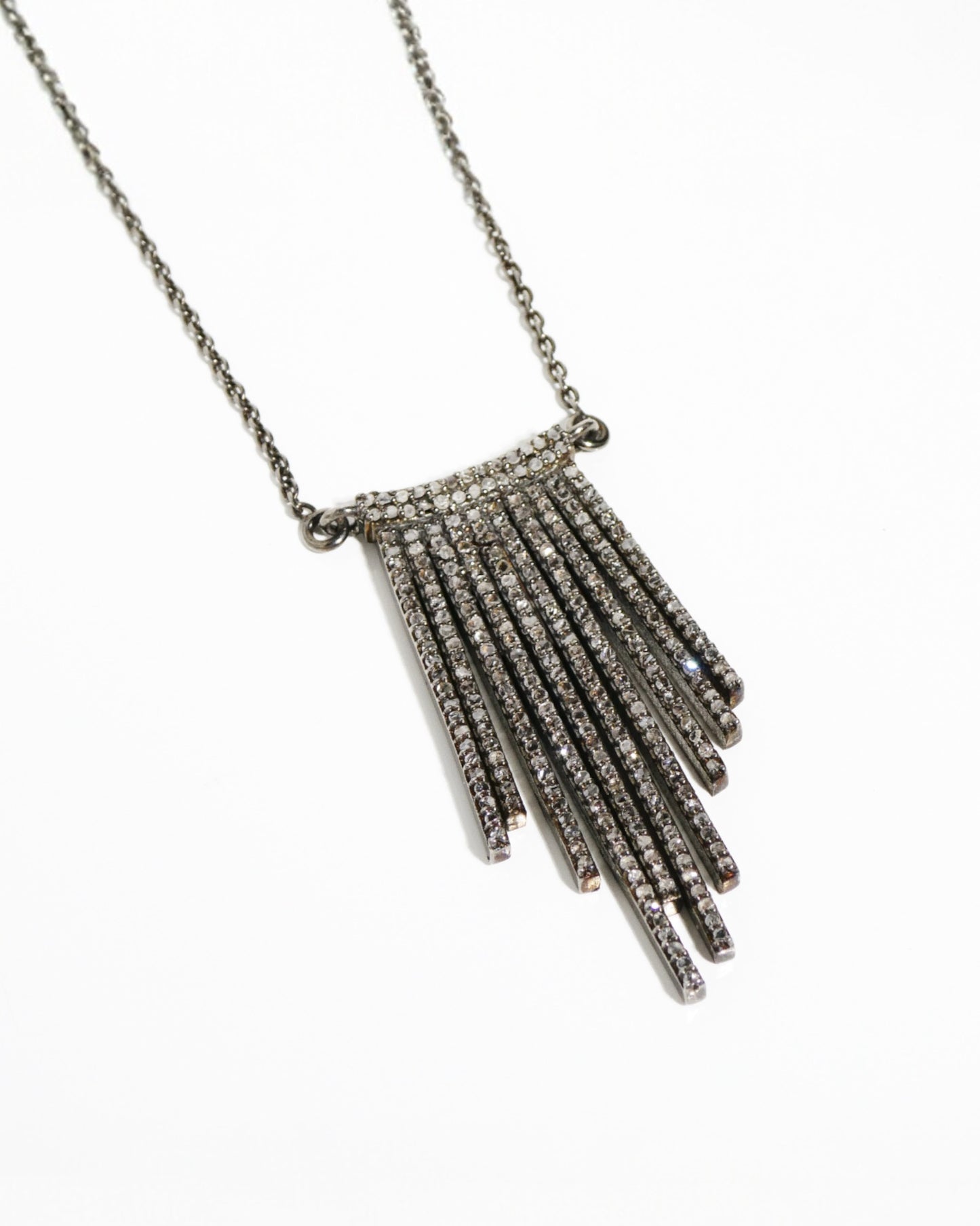 Hanging Pave Diamond Sticks Necklace