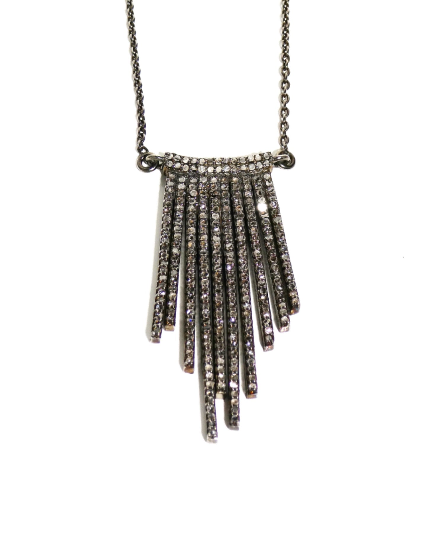 Hanging Pave Diamond Sticks Necklace
