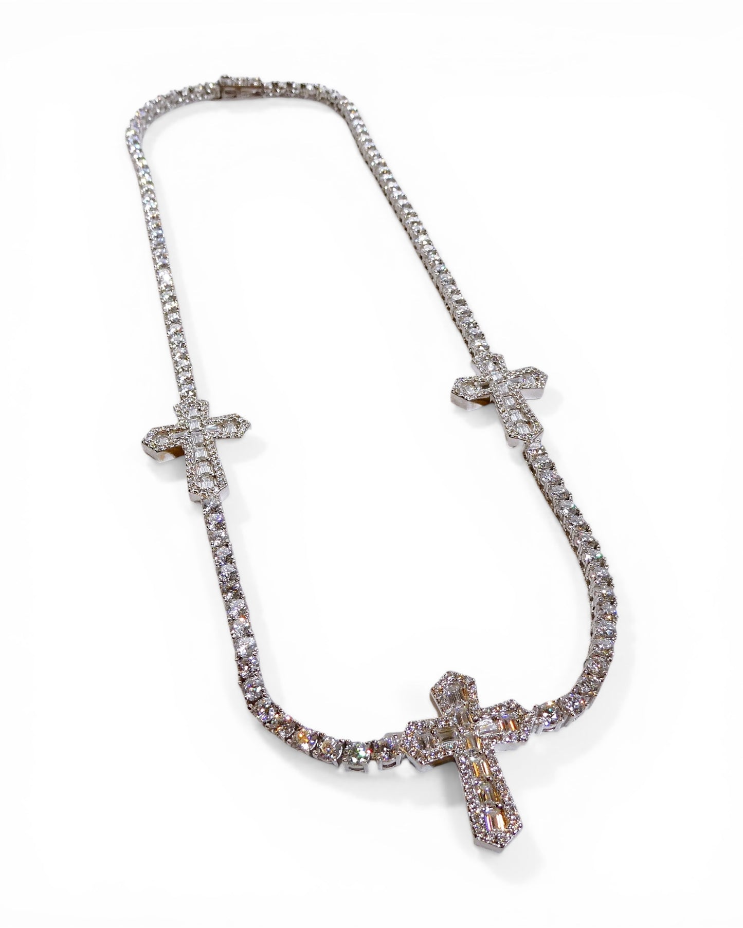 Moissanite Cross Tennis Chain Necklace
