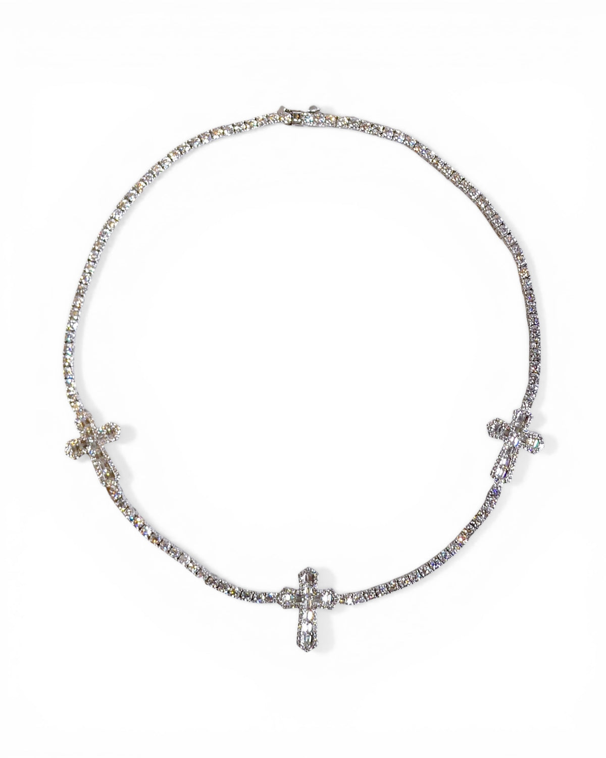 Moissanite Cross Tennis Chain Necklace