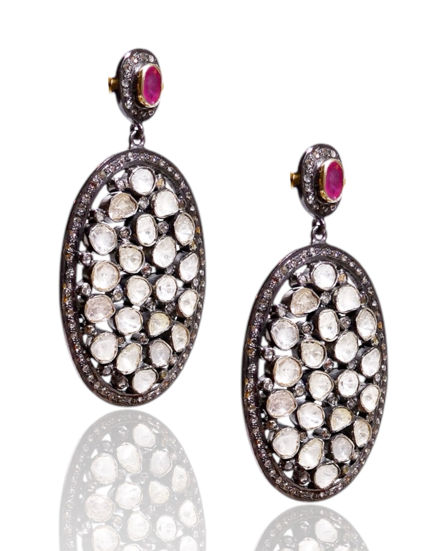 NEW Sliced Diamond Earrings with Ruby Studs SOLD OUT