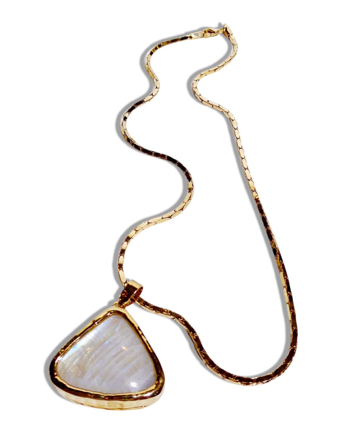 NEW Natural Rainbow Moonstone Triangle Pendant