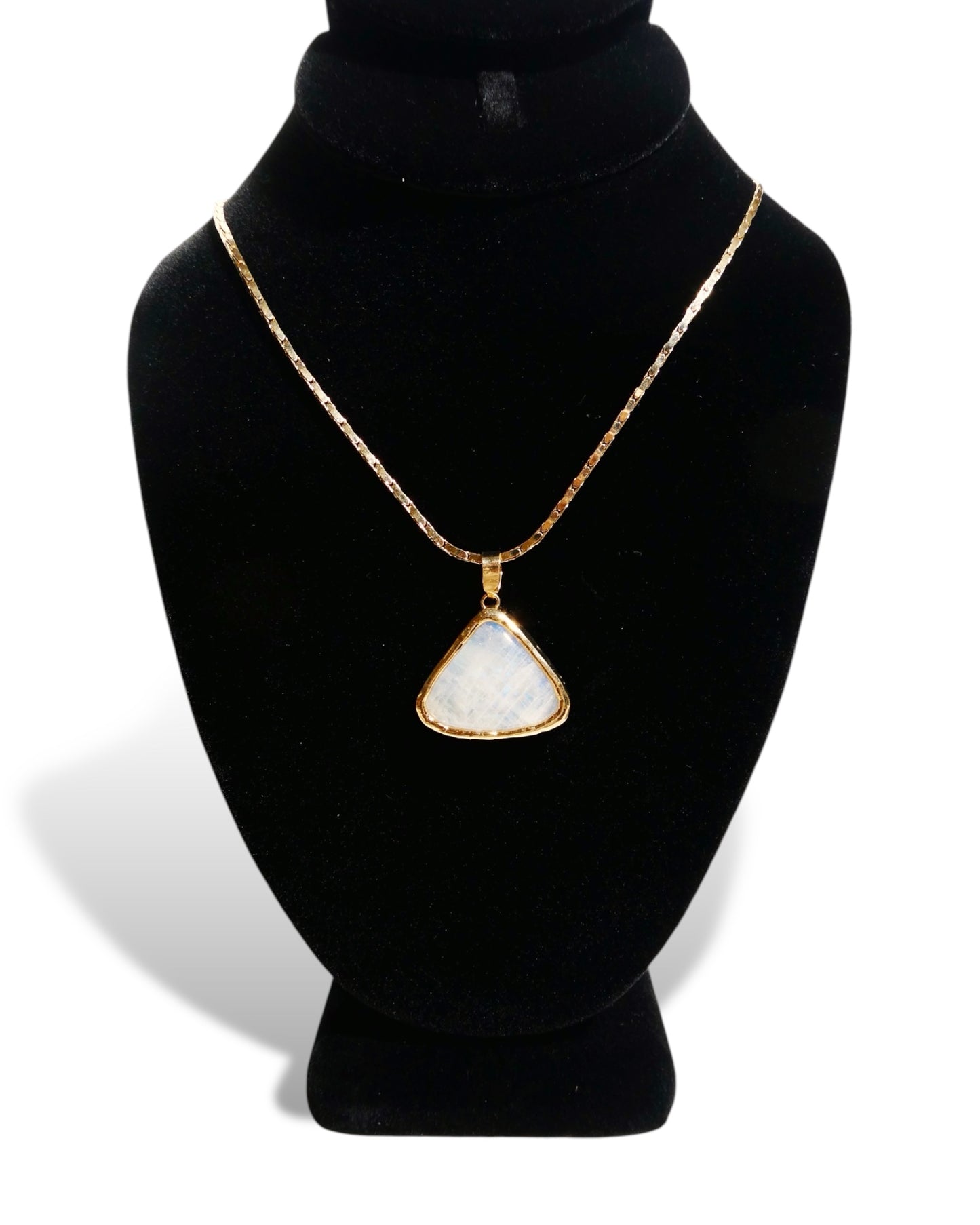 NEW Natural Rainbow Moonstone Triangle Pendant