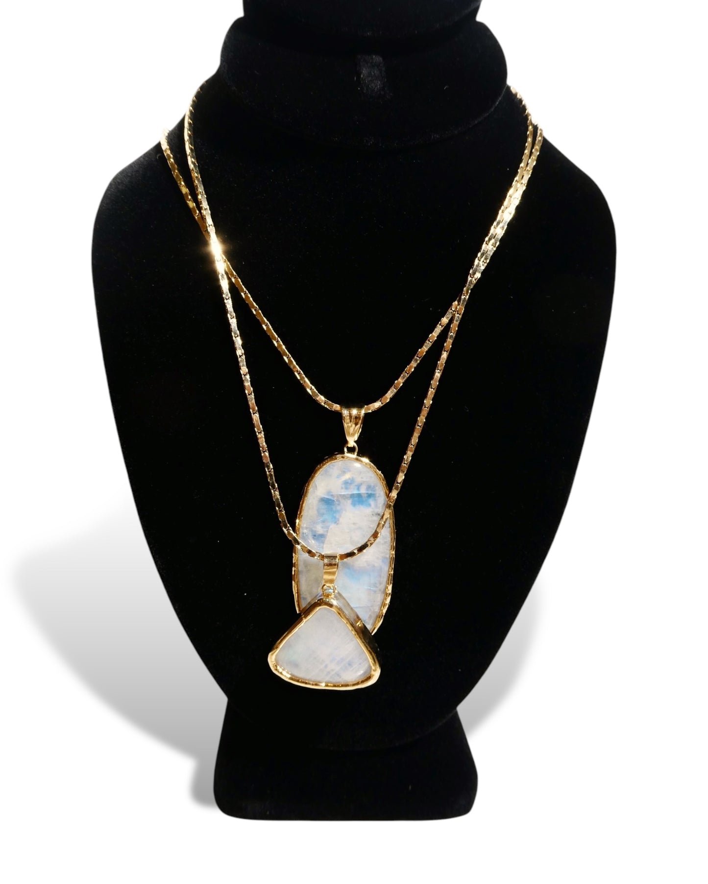 NEW Natural Rainbow Moonstone Triangle Pendant