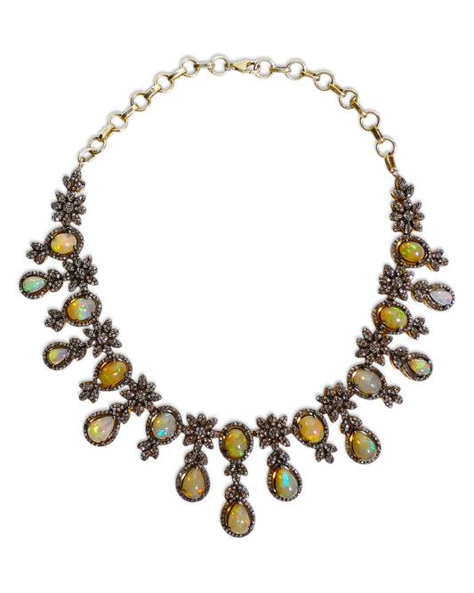 Opal Black Diamond Statement Necklace