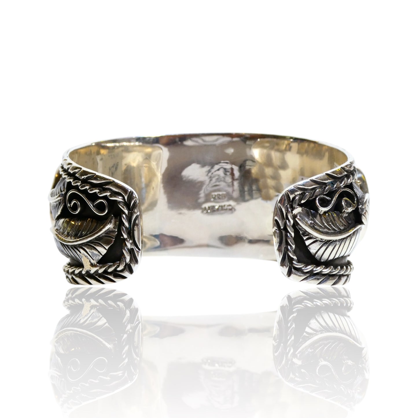 NEW Triple Turquoise Stone Etched Sterling Silver Cuff