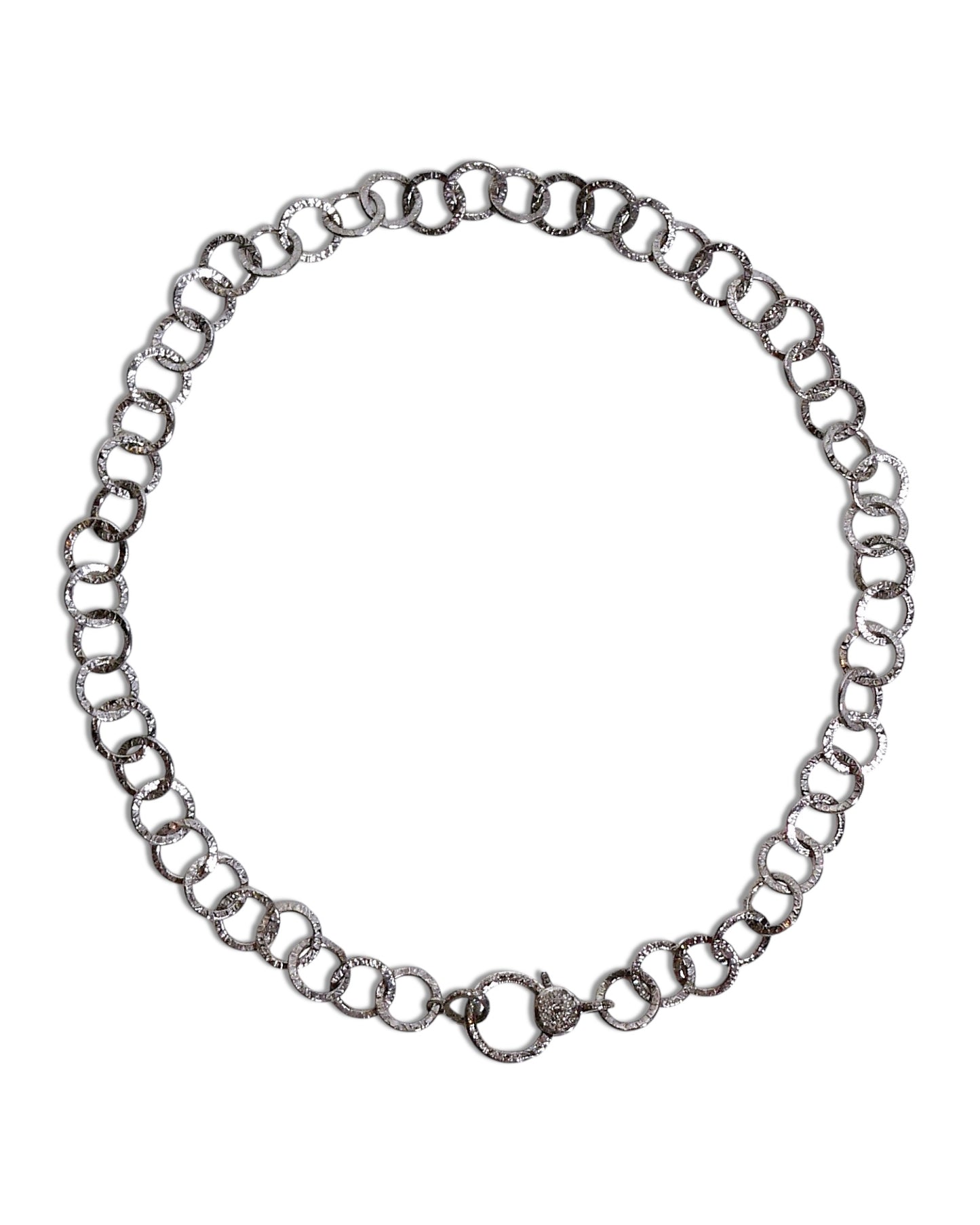 NEW Hammered Sterling Silver Circle Links Necklace with Clasp