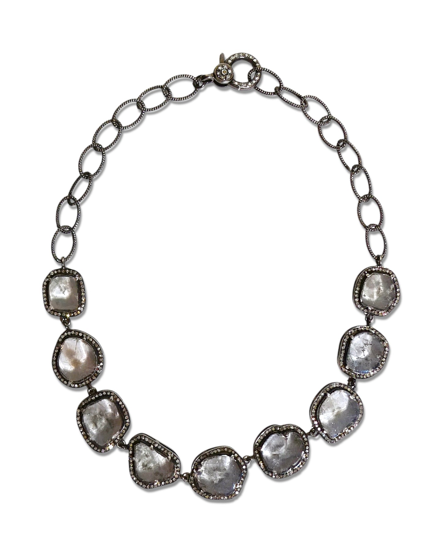 NEW Sliced Natural Diamond Choker Necklace