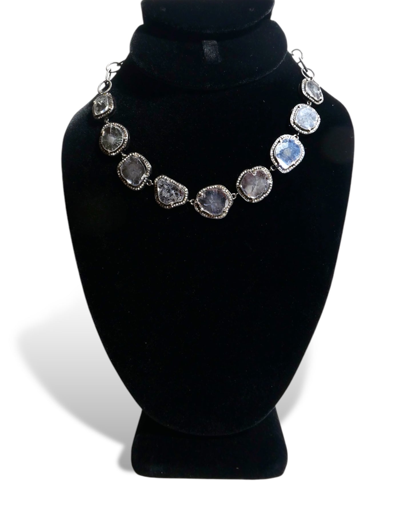 NEW Sliced Natural Diamond Choker Necklace