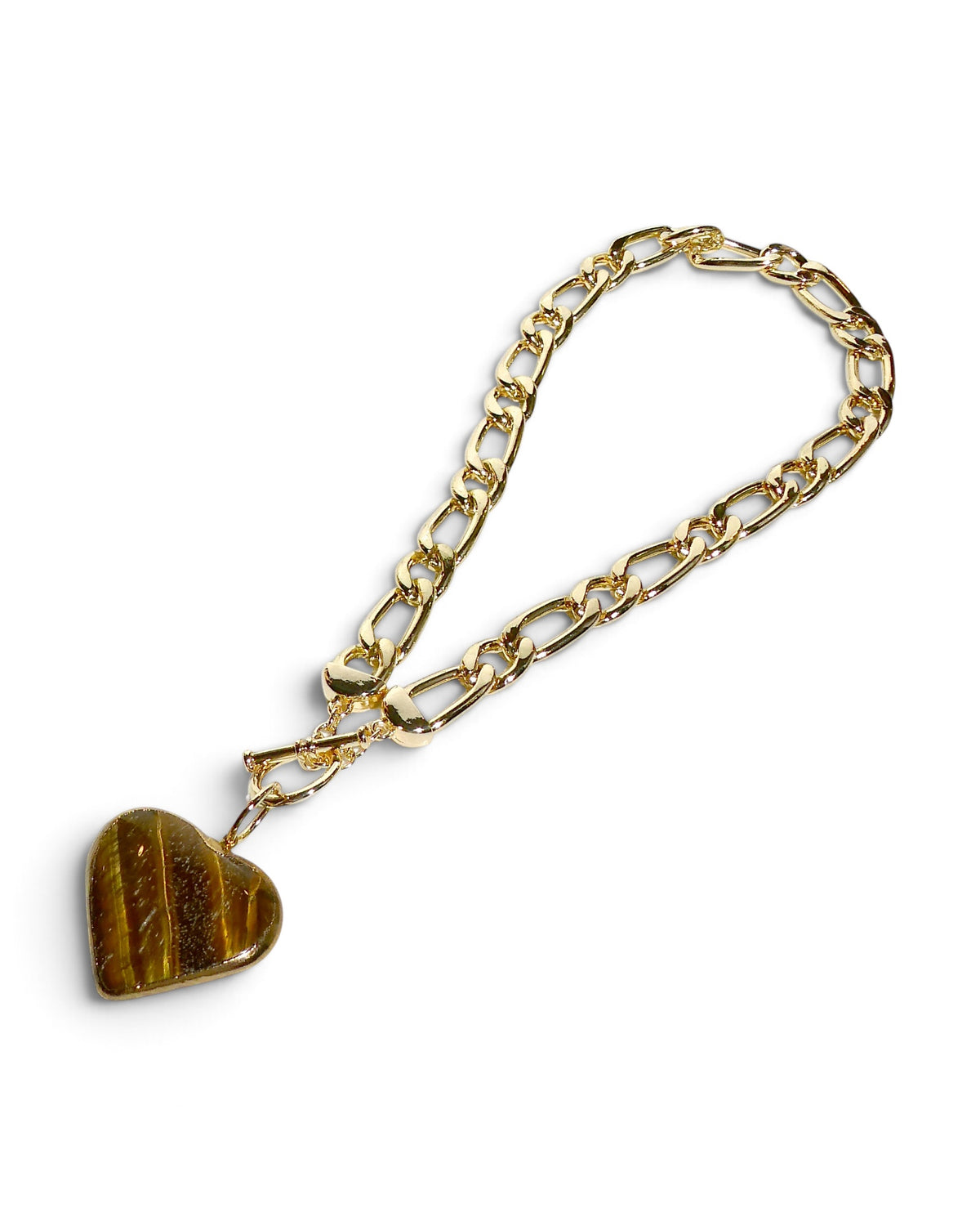 Tiger’s Eye Heart Toggle Chain Necklace