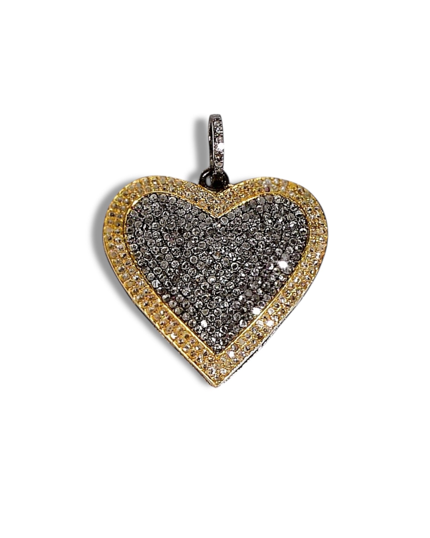 NEW Two-Tone Pave Diamond Heart Pendant