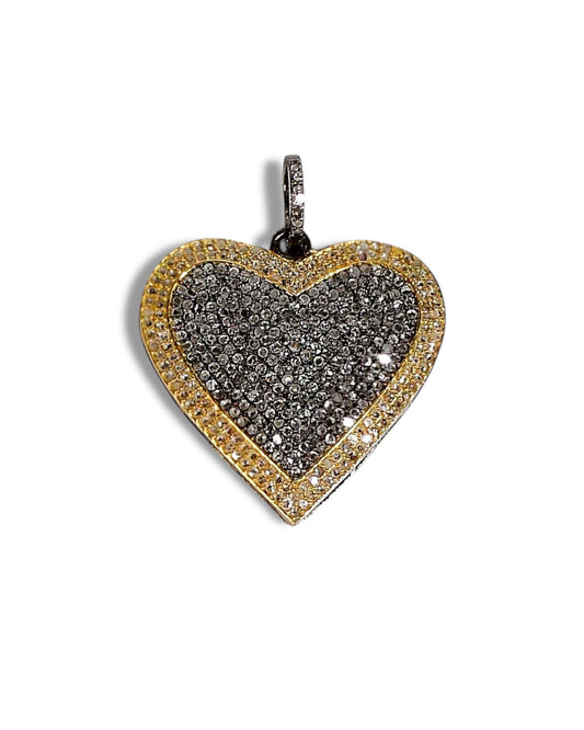 Two-Tone Pave Diamond Heart Pendant