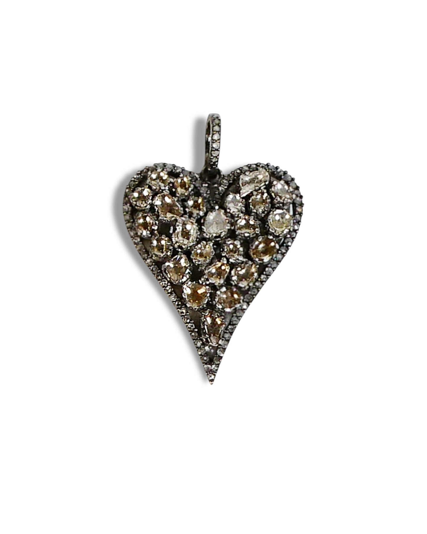 NEW Rose Cut Diamond Elongated Heart Pendant