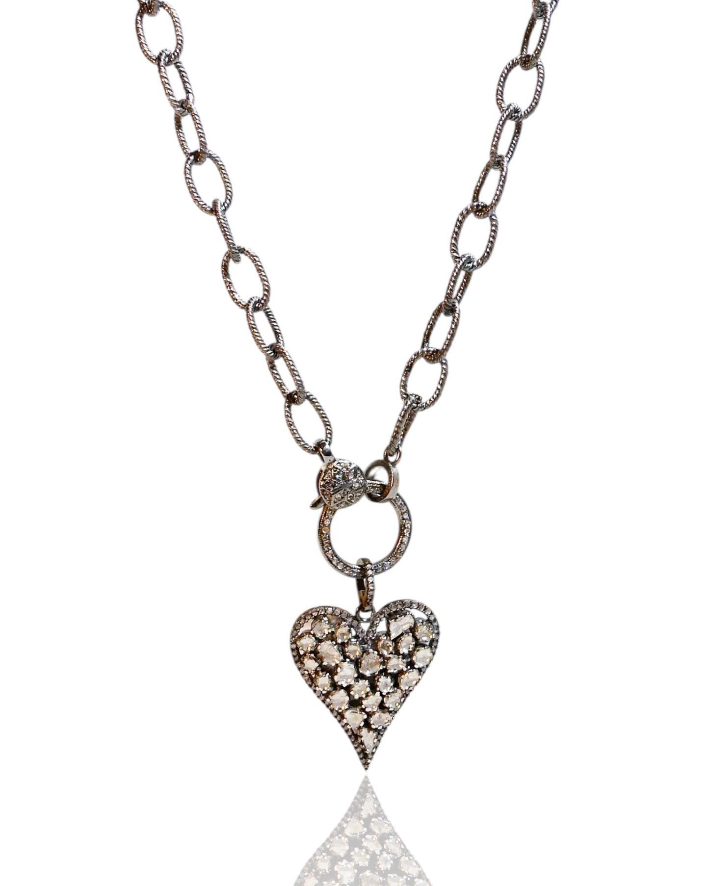 NEW Rose Cut Diamond Elongated Heart Pendant