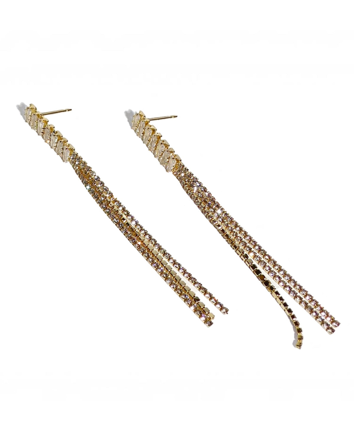Baguette Crystal Fringe Earrings