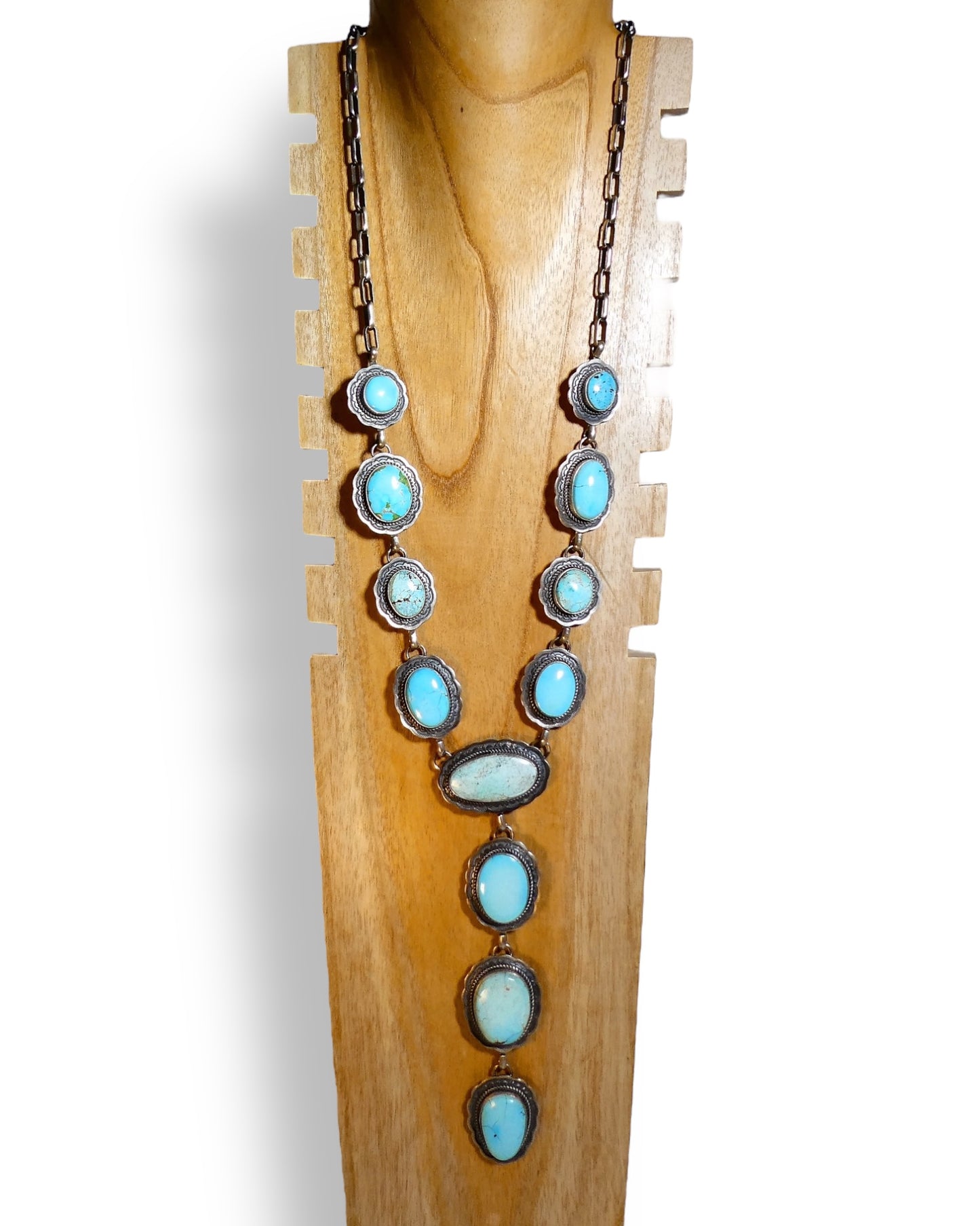 NEW Sterling Silver 925 and Natural Turquoise Squash Blossom
