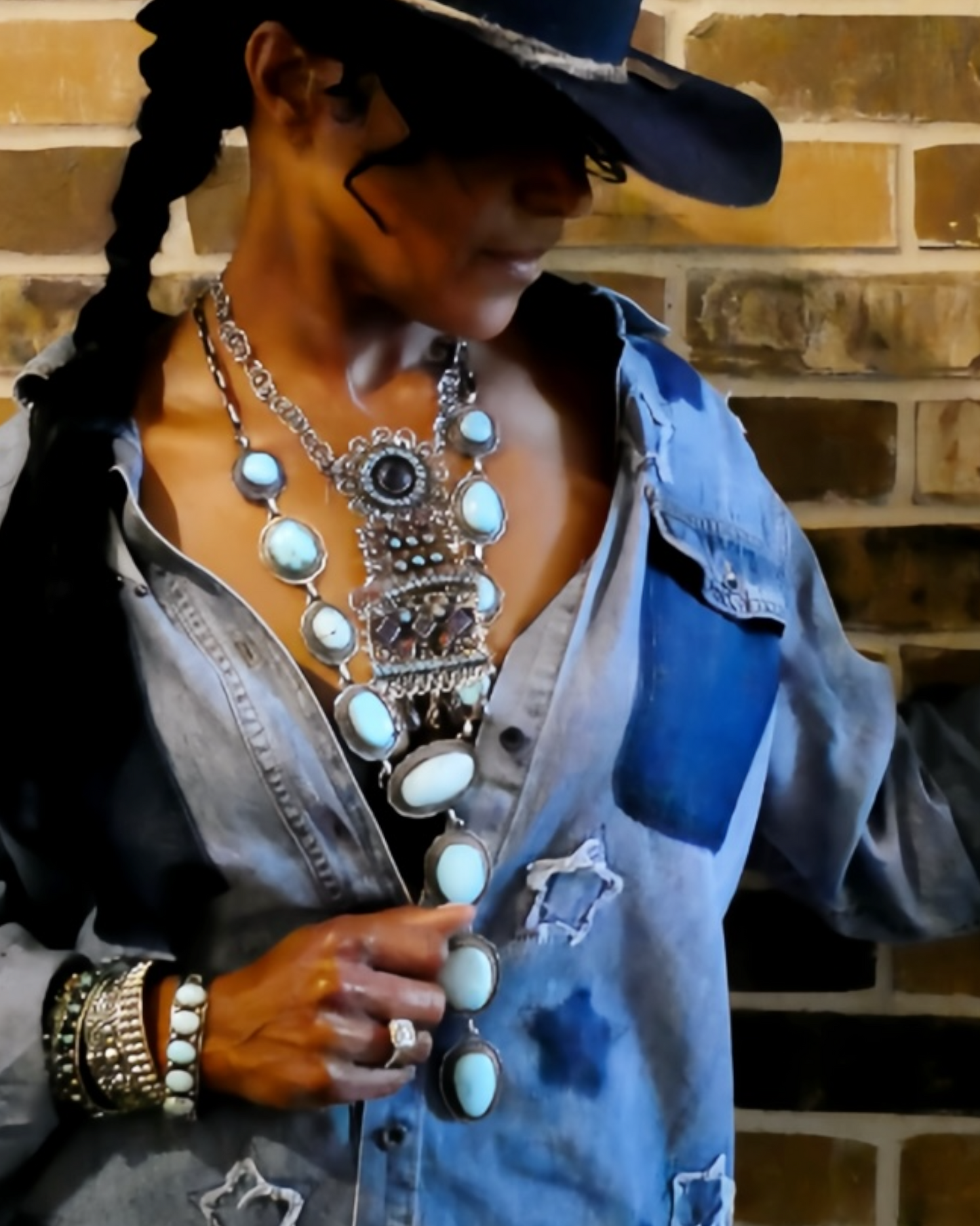 NEW Sterling Silver 925 and Natural Turquoise Squash Blossom