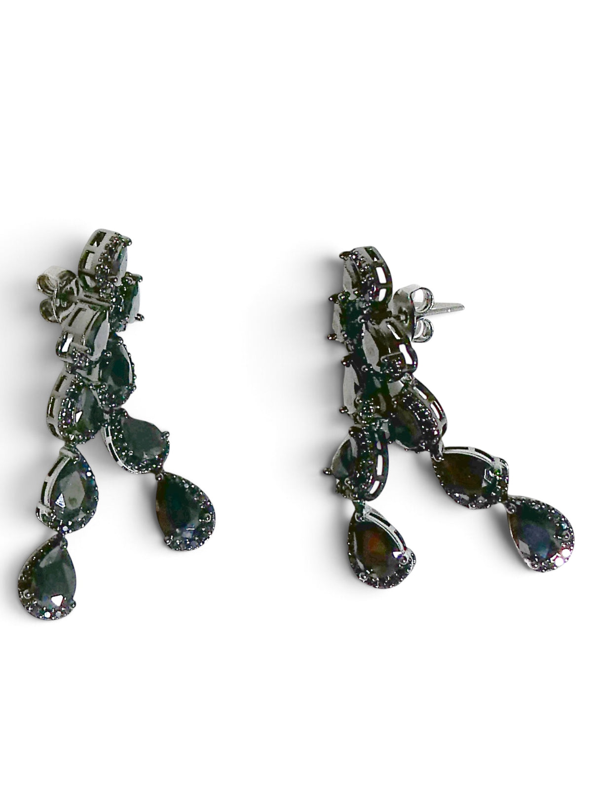 Black Crystal Cascade Earrings