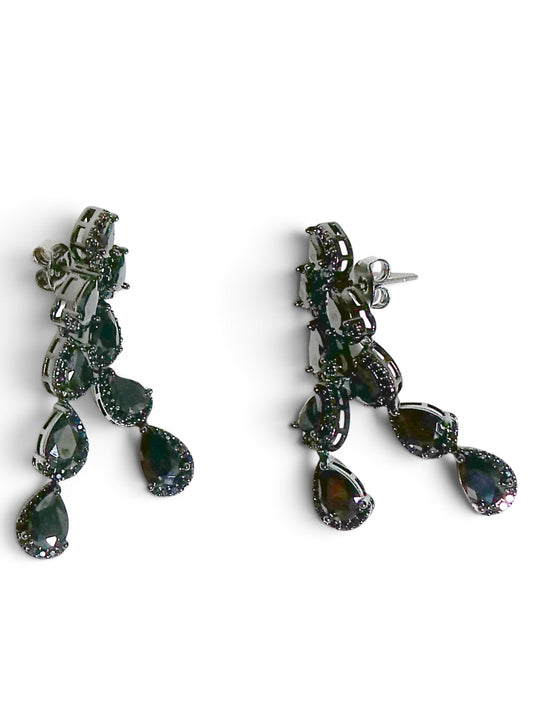Black Crystal Cascade Earrings