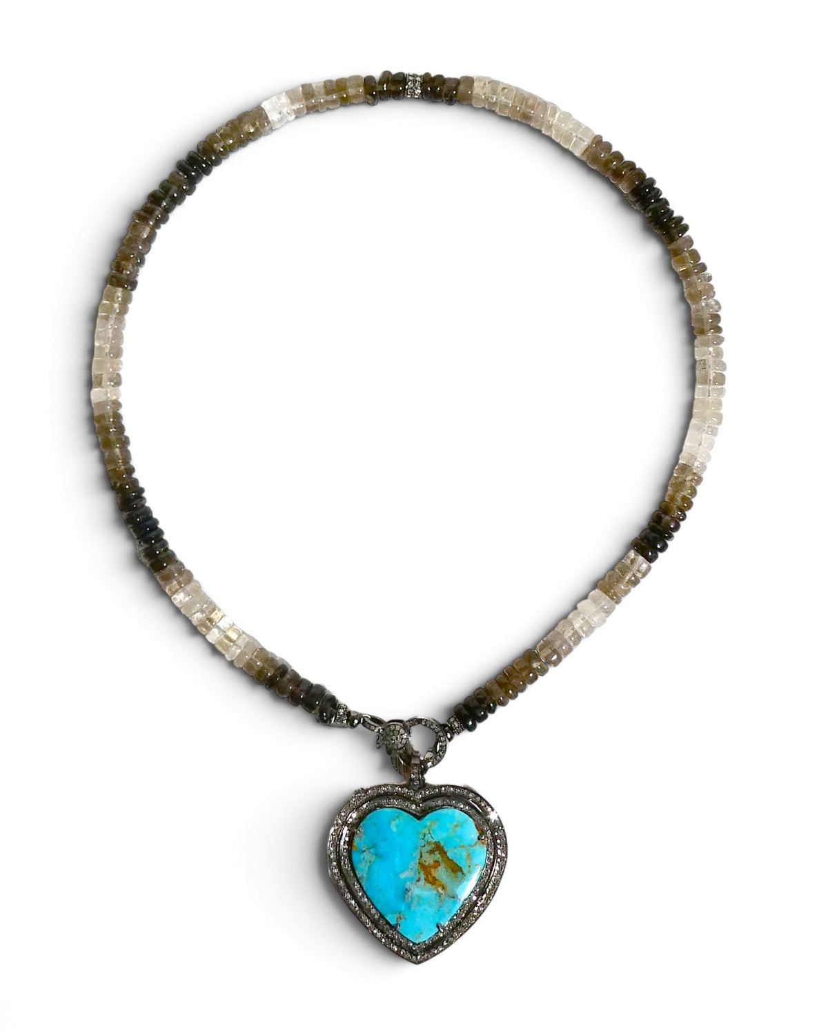 Turquoise Heart Double Halo Pendant