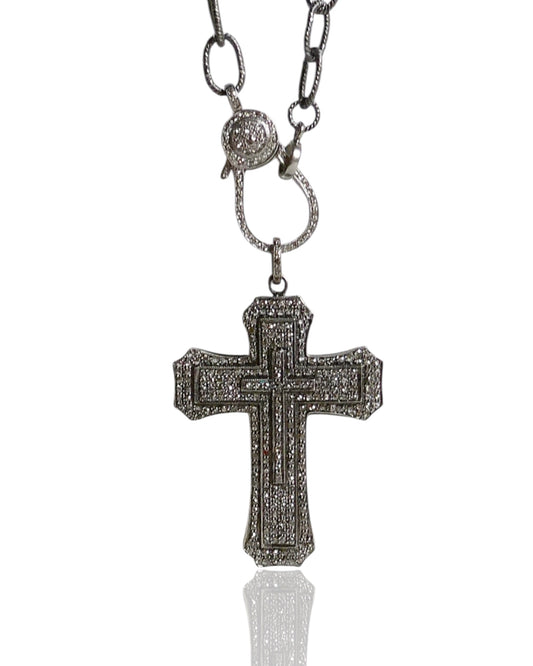 Men’s Large Pavé Black Diamond Cross Pendant