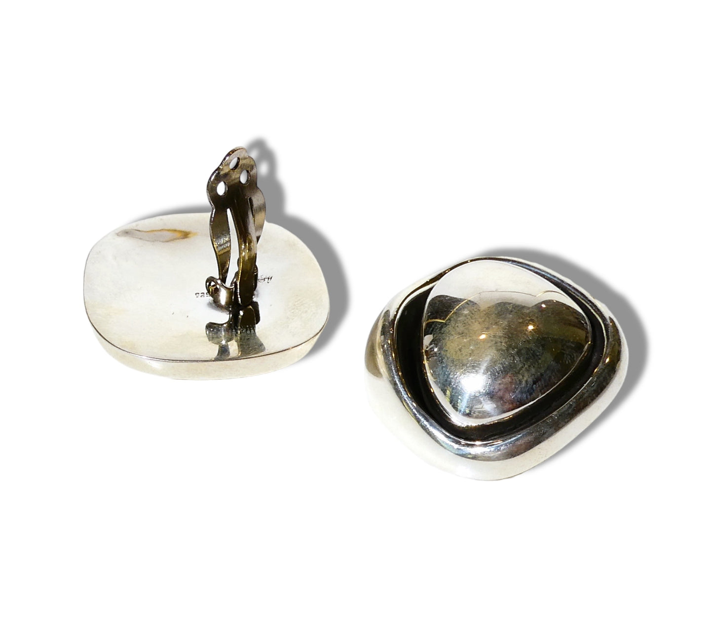 Clip-On Sterling Silver Abstract Earrings