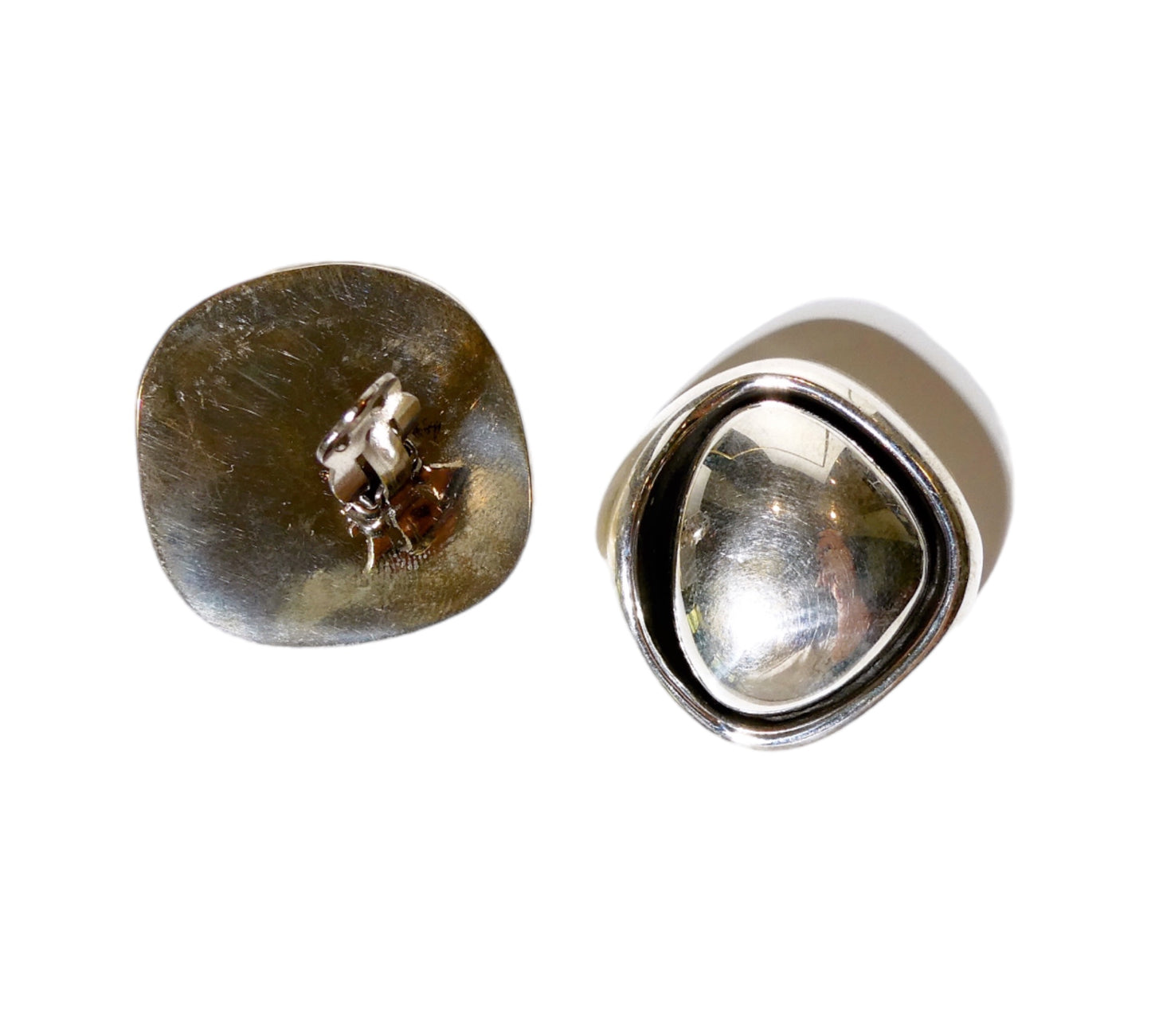 Clip-On Sterling Silver Abstract Earrings