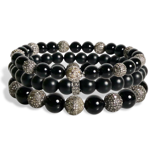 Brand NEW Men’s Black Pave Diamond Onyx Bracelet