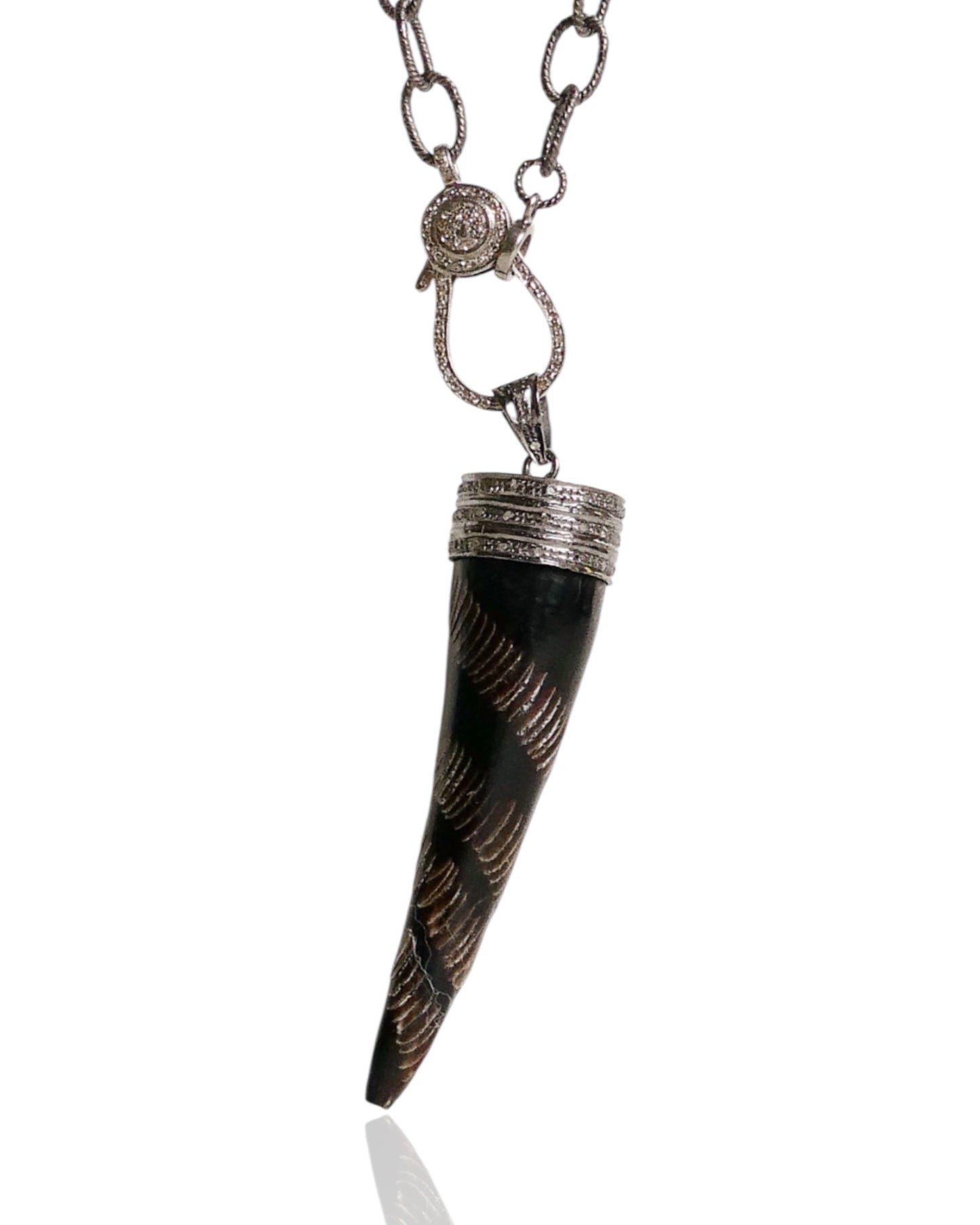 NEW Men’s Horn and Black Diamond Pendant