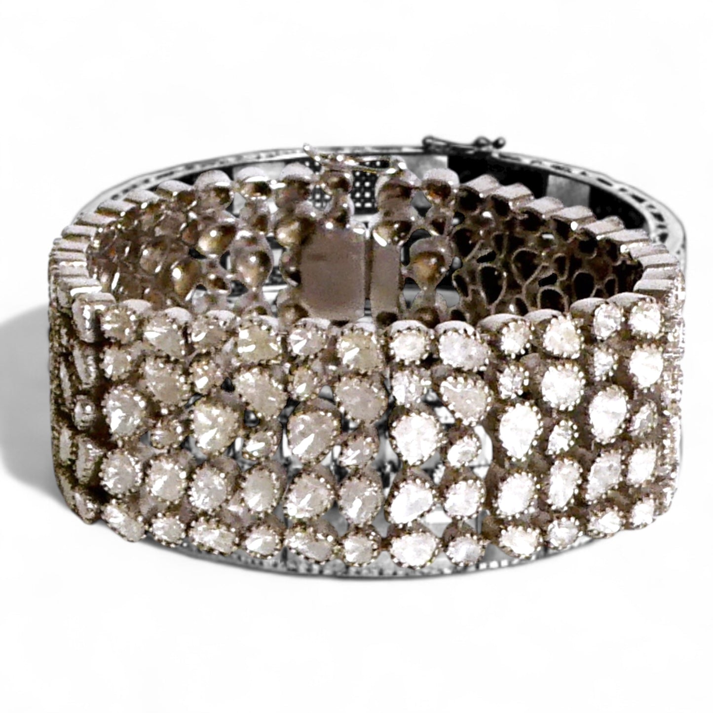 NEW Raw Cut Diamond Wide Cuff Bracelet