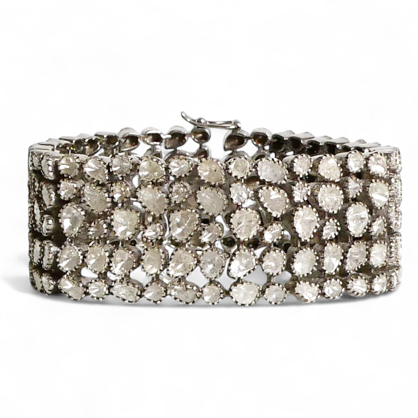 NEW Raw Cut Diamond Wide Cuff Bracelet