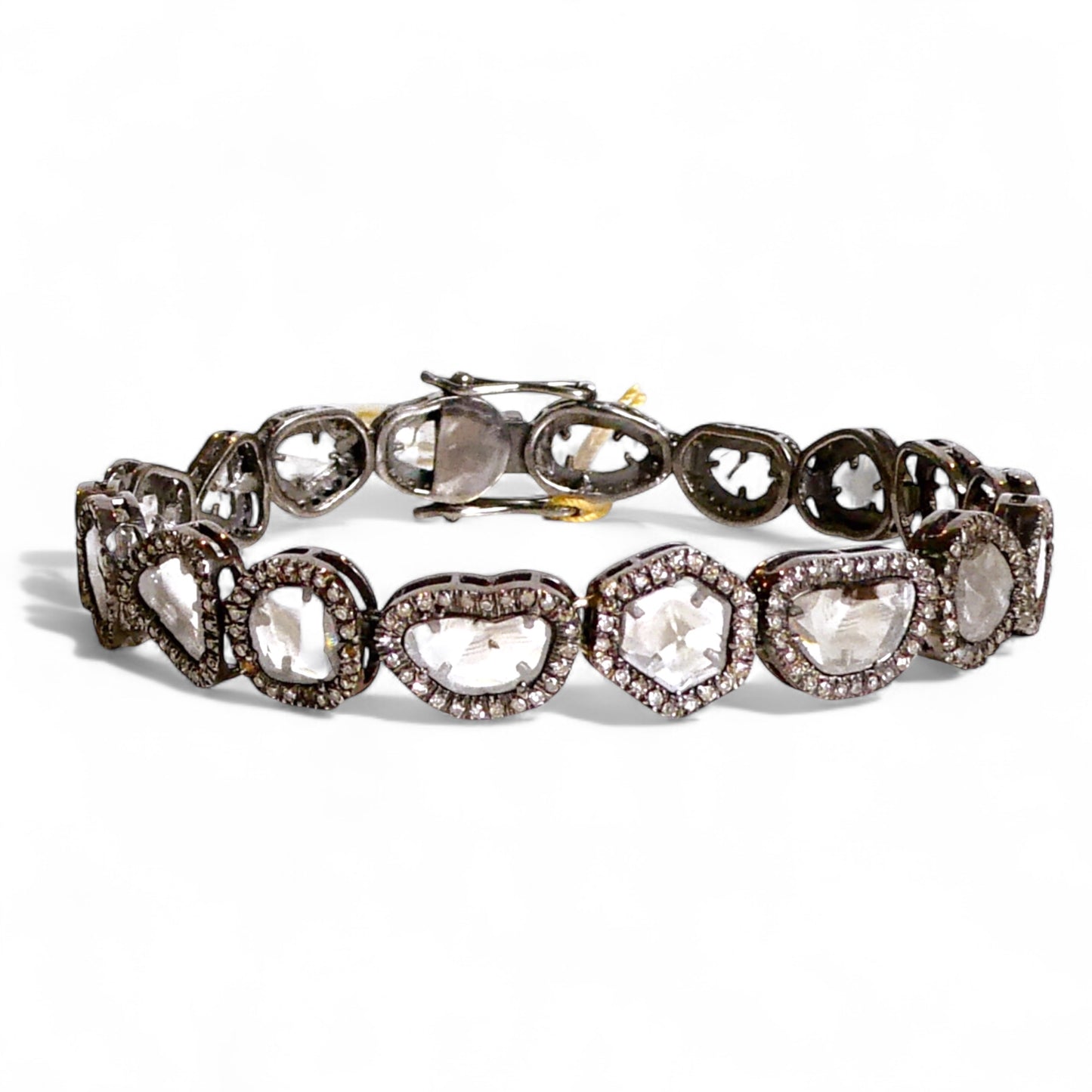 NEW Sliced Diamond Bracelet with Pavé Black Diamond Bezels