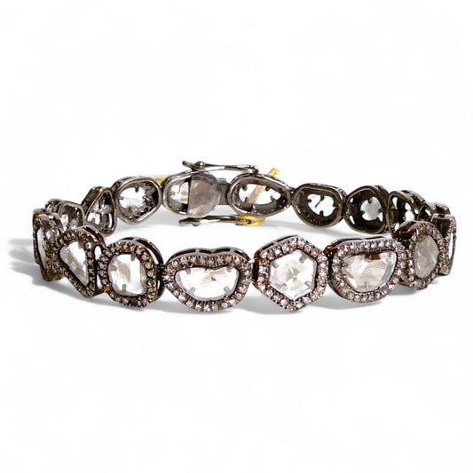 NEW Sliced Diamond Bracelet with Pavé Black Diamond Bezels