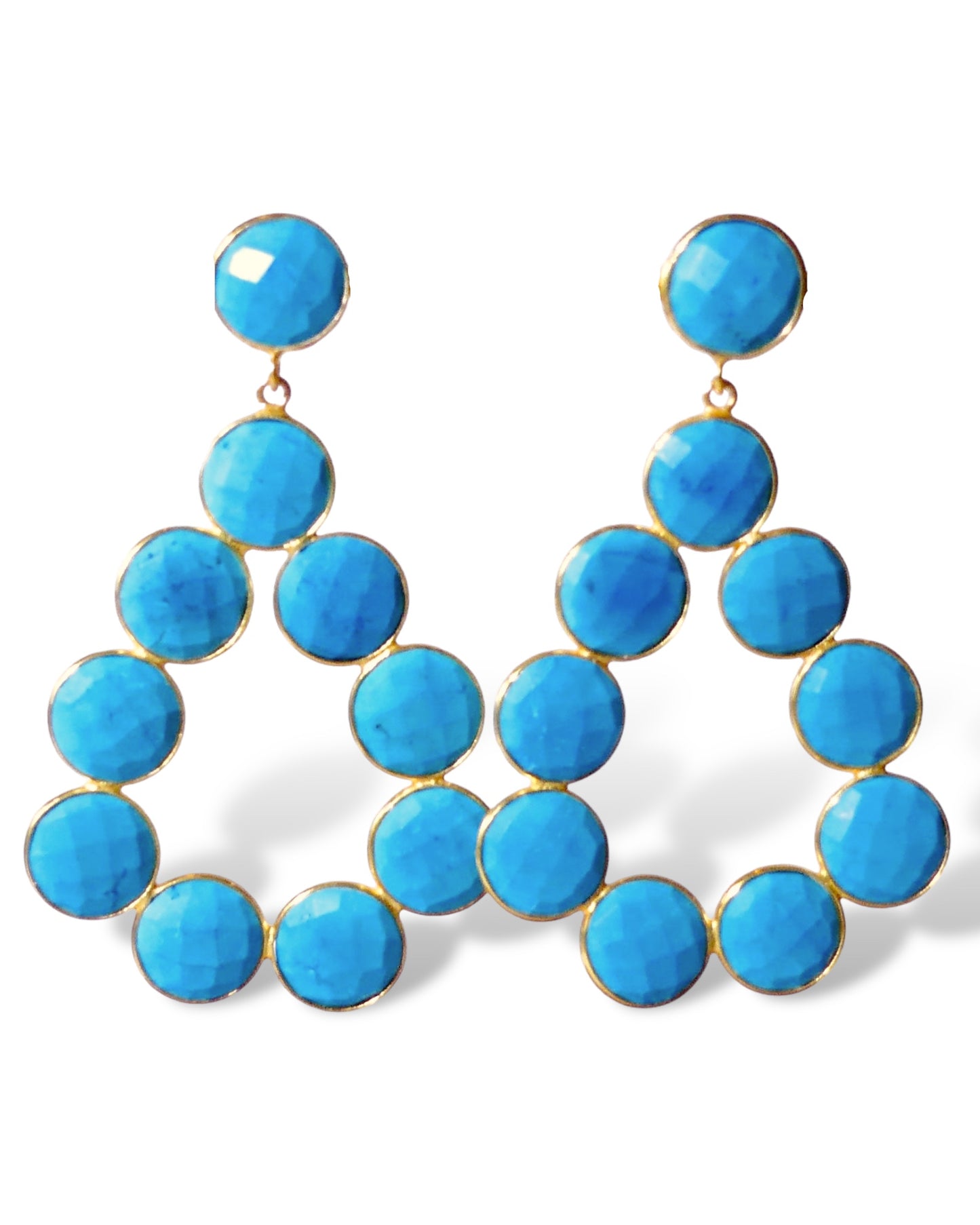 Natural Turquoise Coin Teardrop Earrings