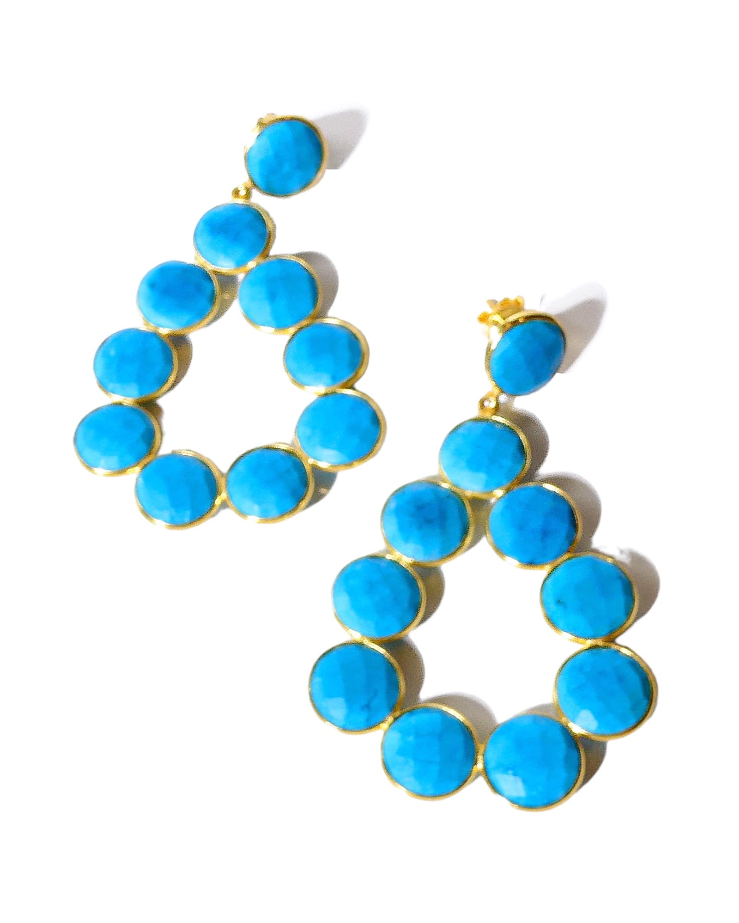 Natural Turquoise Coin Teardrop Earrings