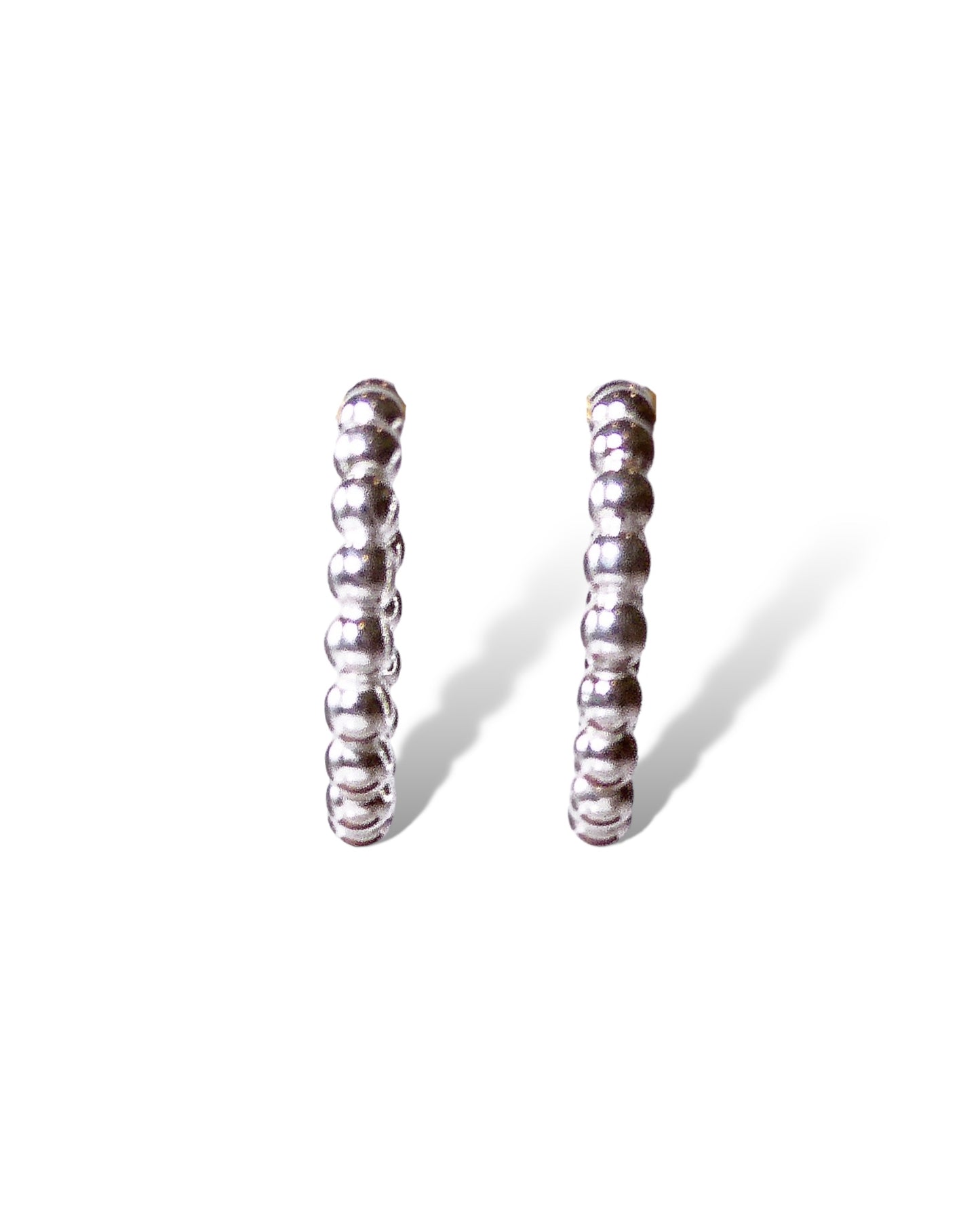 Sterling Silver Beaded Hoops