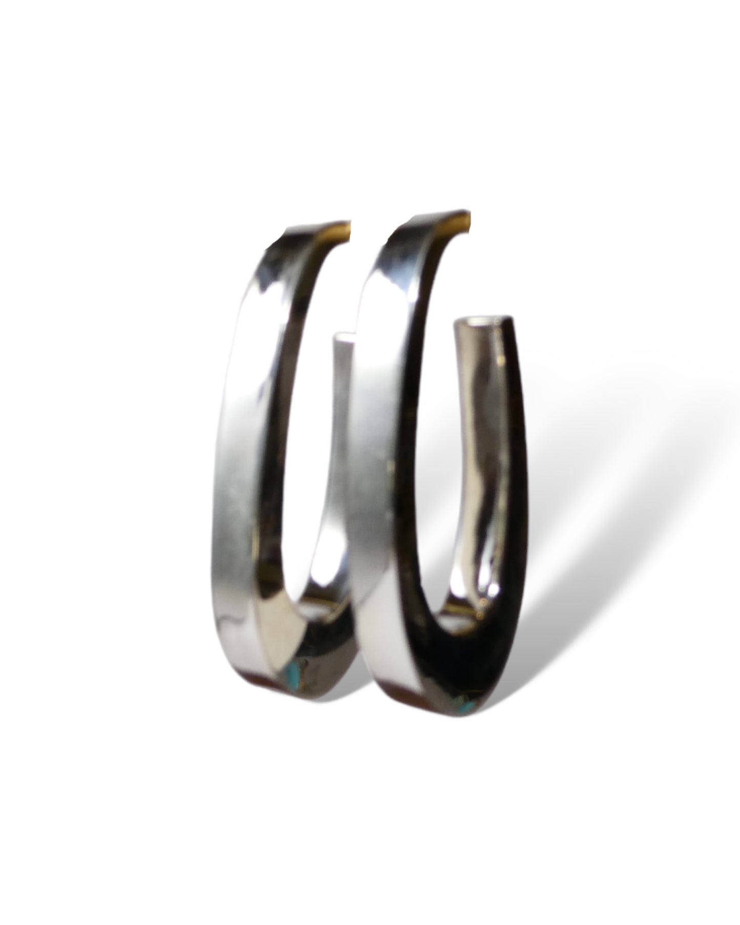 3D Sterling Silver Elongated Hoops