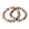 Mixed Neutral Gemstone Beaded Bracelet with Painted Centerpiece Bead