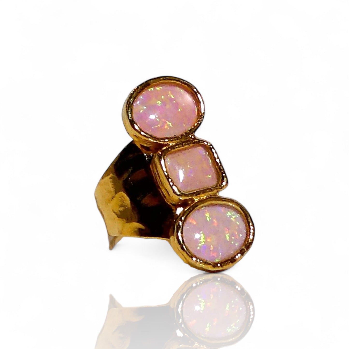 Three Stone Pink Opal Ring