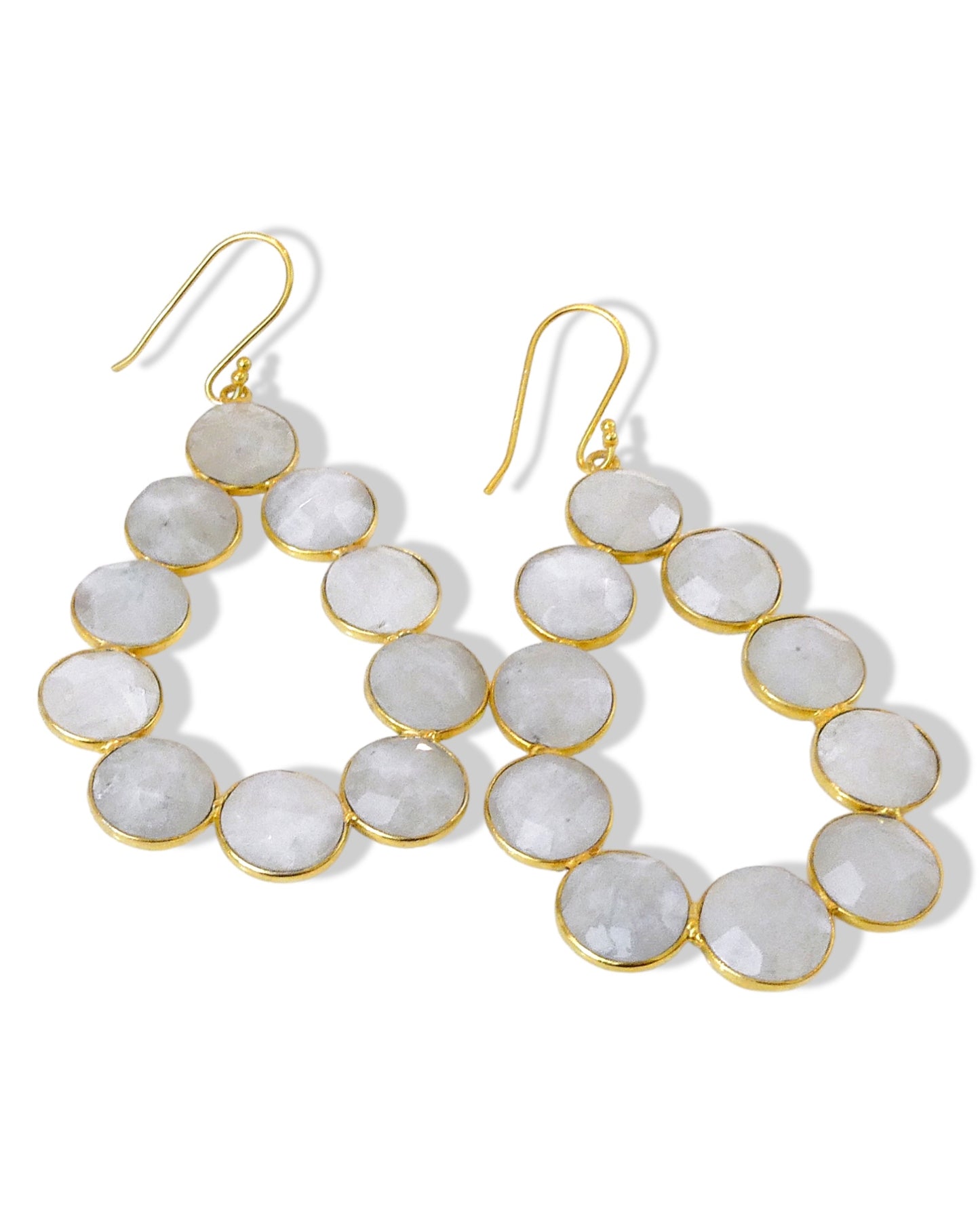 Coin Gemstone Teardrop Earrings on Hooks