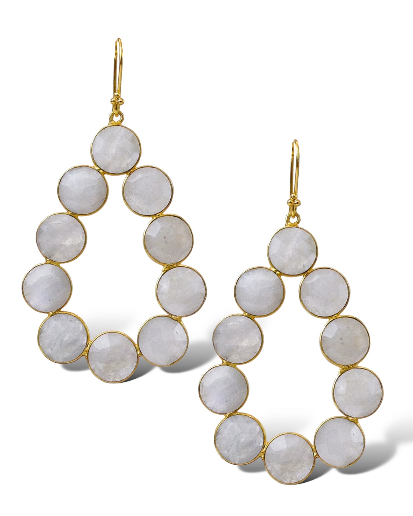 Coin Gemstone Teardrop Earrings on Hooks