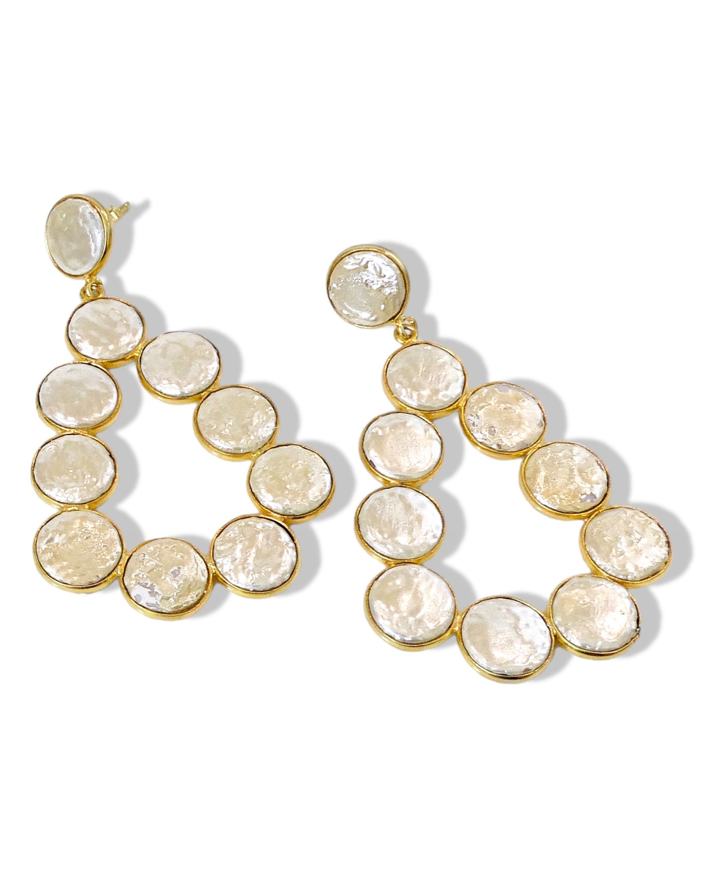 Coin Gemstone Teardrop Earrings