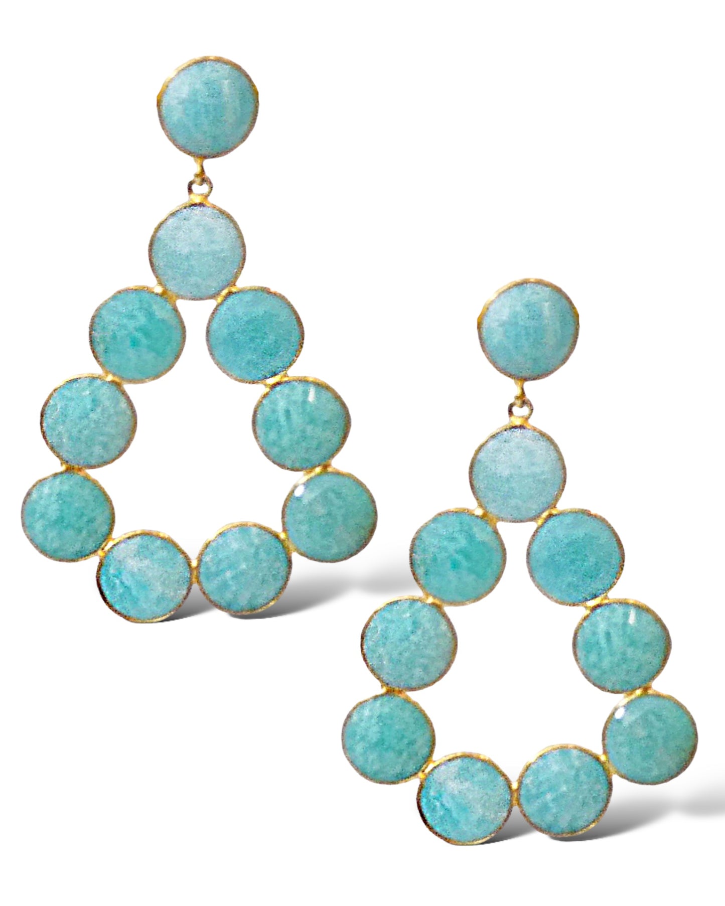 Coin Gemstone Teardrop Earrings