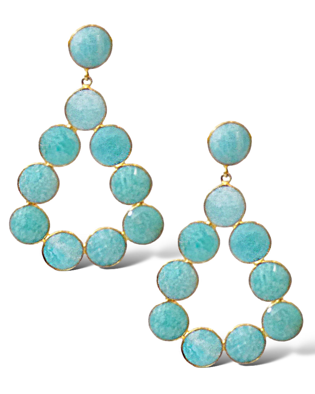 Coin Gemstone Teardrop Earrings
