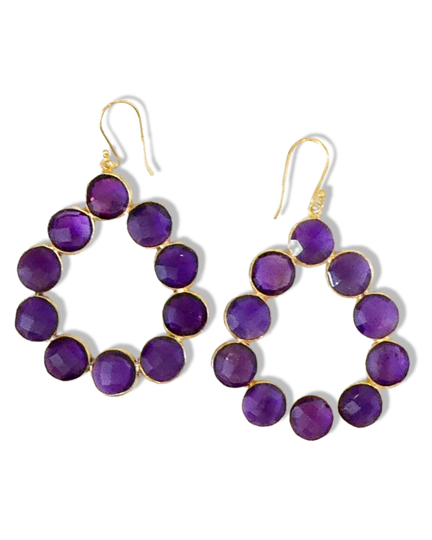 Coin Gemstone Teardrop Earrings on Hooks