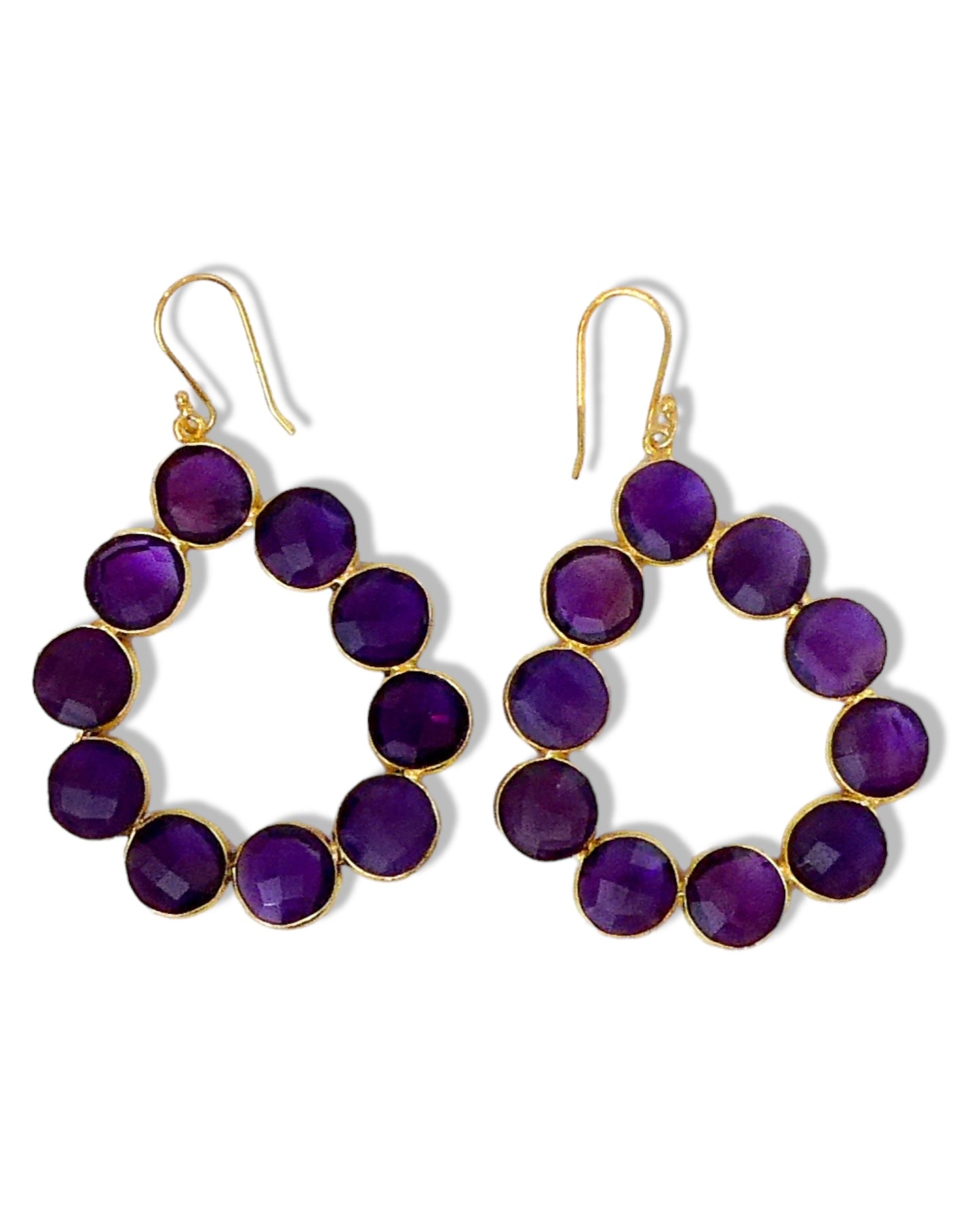 Coin Gemstone Teardrop Earrings on Hooks