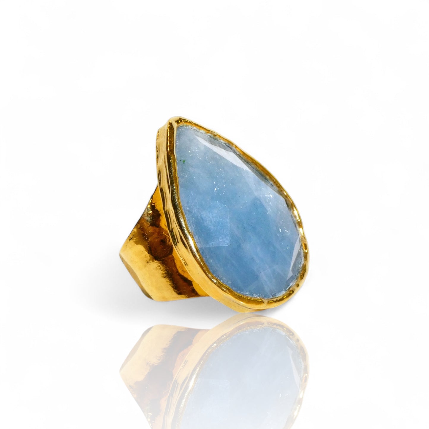 Natural Aquamarine Teardrop Ring